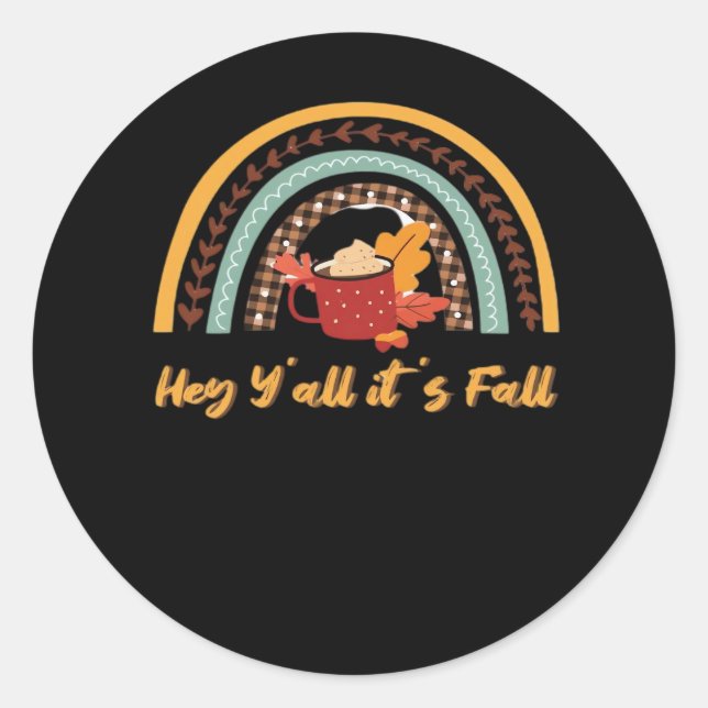 Y’all It's Fall Y’all Funny Quote Runder Aufkleber (Vorderseite)