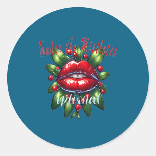 Y Christmas Mistletoe Lips - Naughty Holiday Tee W Runder Aufkleber (Vorderseite)
