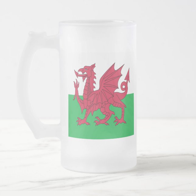 Y Ddraig Goch: Waliser-Flaggen-Bier-Glas Mattglas Bierglas (Links)