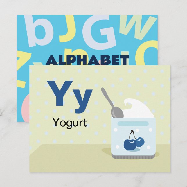 Y est pour le yaourt - Carte Flash Alphabet (Devant / Derrière)