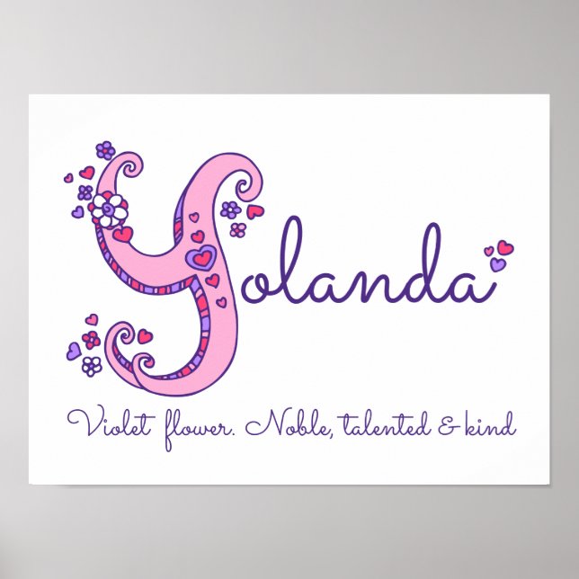 Y für Yolanda anfänglich doodle art name bedeutet  Poster (Vorne)
