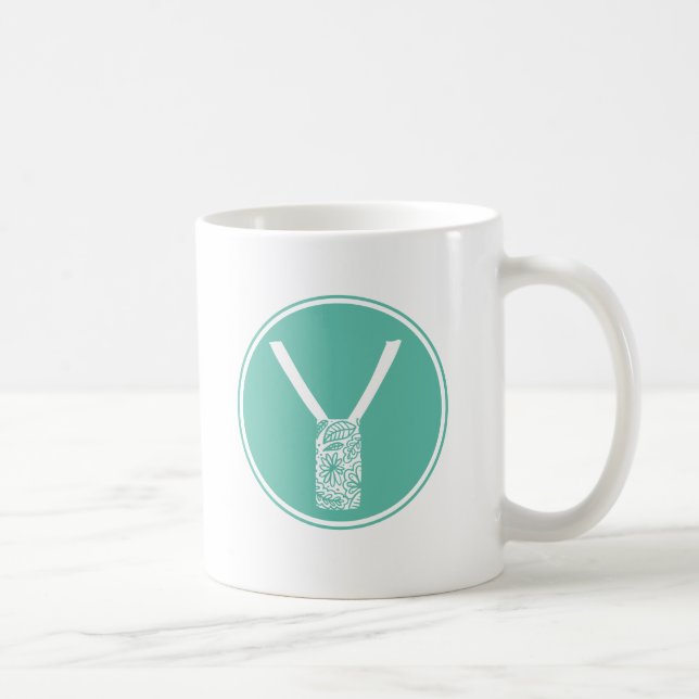 Y Initial Floral Monogram Kaffeetasse (Rechts)