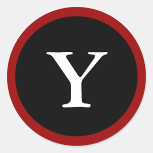 Y : Initial Y Letter Y Red, White & Black Stickers