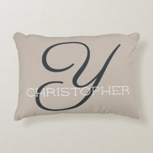 Y Initiale Personalisierter Name Taupe Beige Neutr Dekokissen