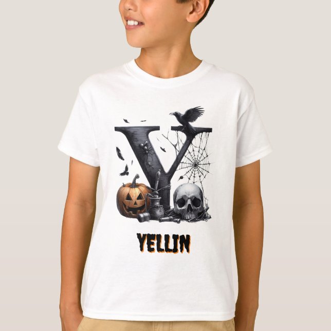 Y Initialtrick oder Niedliches Halloween behandeln T-Shirt (Vorderseite)