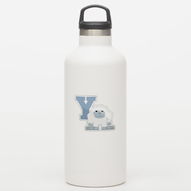 Y ist für Yeti Niedlich Cartoon Yeti Monster Aufkleber (Wassserflasche)