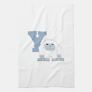 Y ist für Yeti Niedlich Cartoon Yeti Monster Handtuch