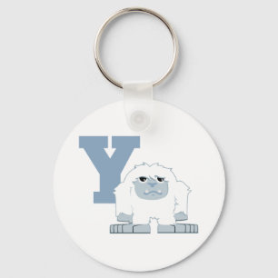 Y ist für Yeti Niedlich Cartoon Yeti Monster Schlüsselanhänger