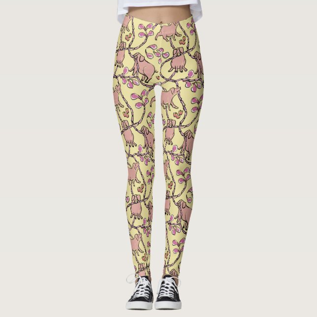 Y L Unglaublich witzig Muster Chinesisches Schwein Leggings (Vorderseite)