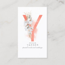 Y Letter Monogram White Orchias and Pampas Grass