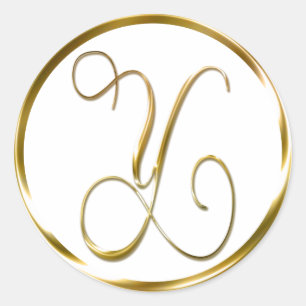 Y Monogram Imitate Gold Umschlag oder Günstige Sie Runder Aufkleber