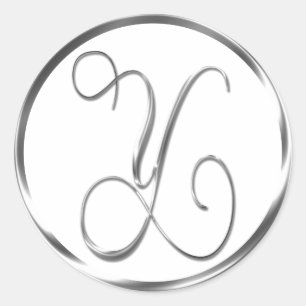 Y Monogramm Faux-Silber-Umschlag oder Gefallen-Sie Runder Aufkleber