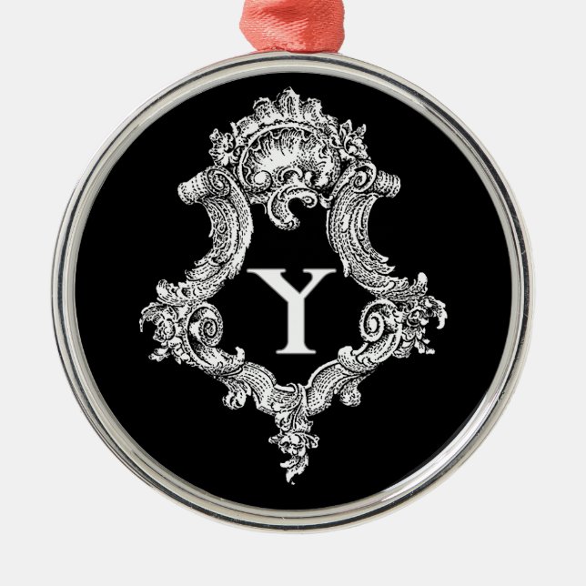 Y Monogramm Initiale Ornament Aus Metall (Vorne)