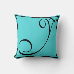 Y PILLOW - Der Buchstabe Y über Aqua-Hintergrund Kissen