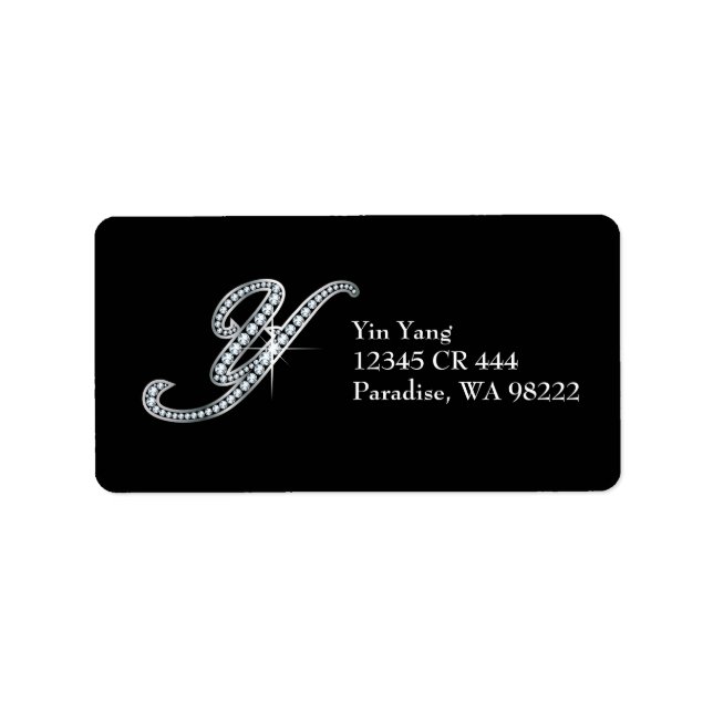 Y Script "Diamond Bling"-Label Adressaufkleber (Vorne)
