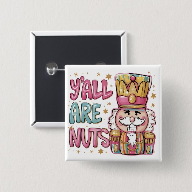Y sind alle Nuts Coquette Nutcracker Xmas Preppy Button (Vorne & Hinten)