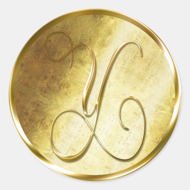 Y Stickers d'enveloppe d'or Monogramme Faux (Devant)