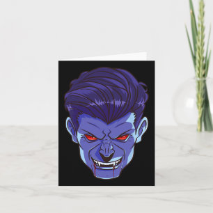 Y Vampire Halloween Monster Face Beängstigend Fang Karte