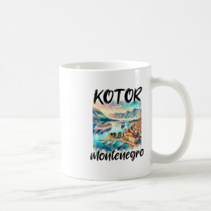 Y Von Kotor Montenegro Kreuzfahrtschiff Wasserfarb Kaffeetasse