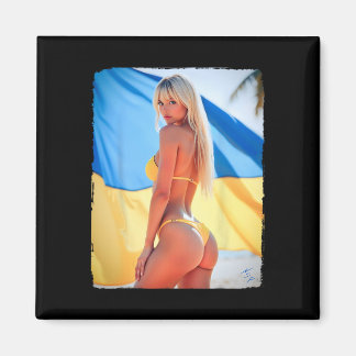 Y Woman On T Shirt - Blonde Bikini Be And Ukraine  Magnet