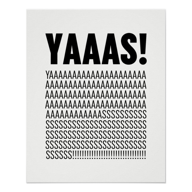 Yaas Black Typografy Custom Background Color Poster (Vorderseite)