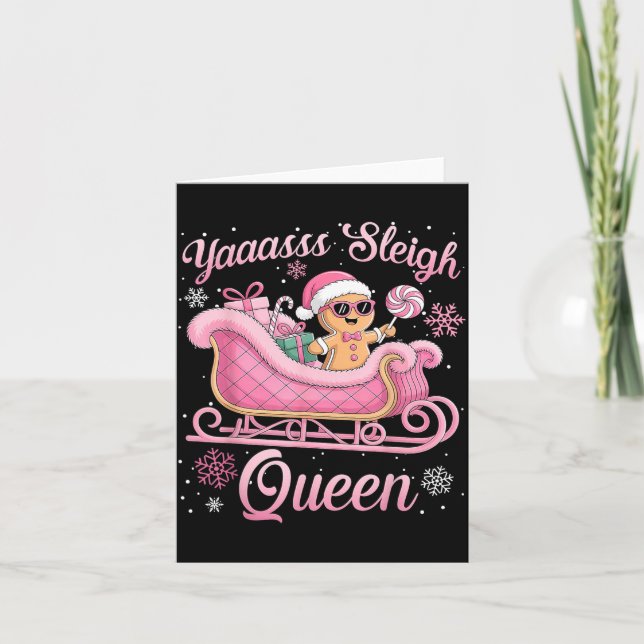 Yaas Sleigh Queen Sleigh Girl Matching Christmas  Karte (Vorderseite)