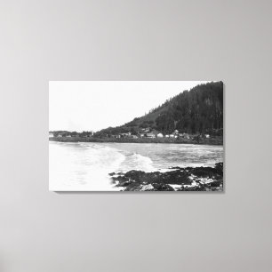 Yachats, Oregon-Stadtansicht und Ozean-Fotografie Leinwanddruck