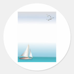Yacht auf einem türkisfarbenen Ozean Runder Aufkleber