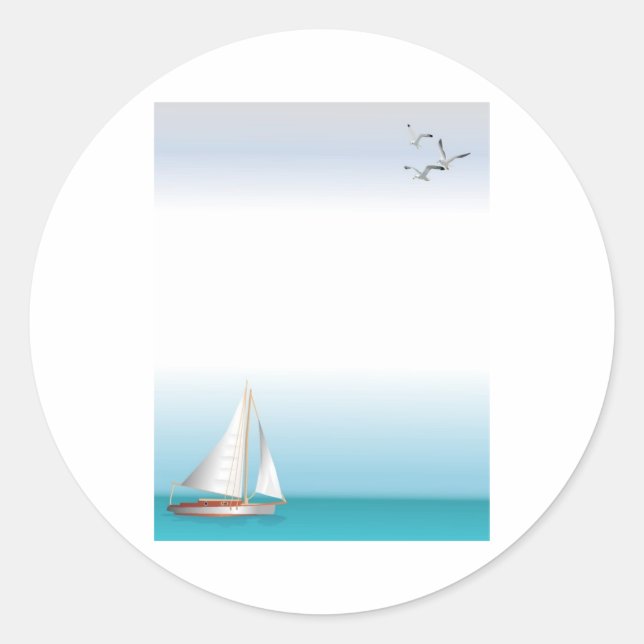 Yacht auf einem türkisfarbenen Ozean Runder Aufkleber (Vorderseite)