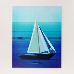 Yacht auf See, Cobalt Blue