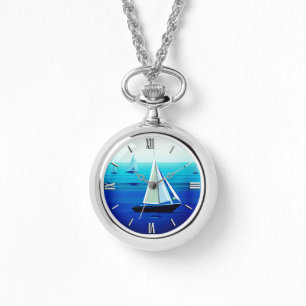 Yacht auf See, Cobalt Blue Armbanduhr