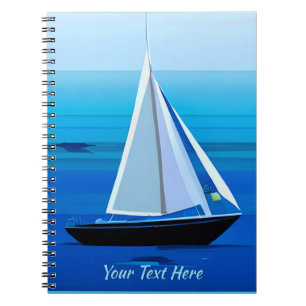 Yacht auf See, Cobalt Blue Notizblock