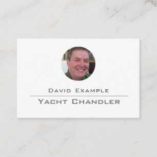 Yacht-Ausrüster mit Foto der Visitenkarte des Inha