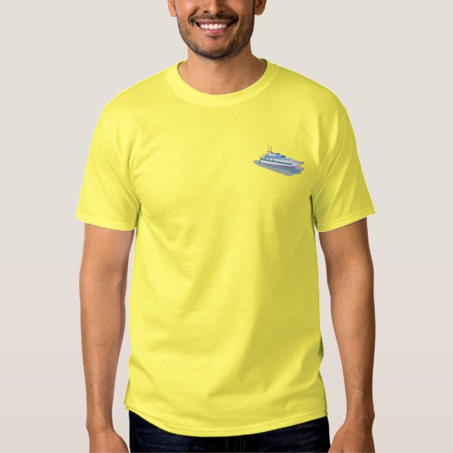 Yacht Besticktes T-Shirt (Vorderseite)
