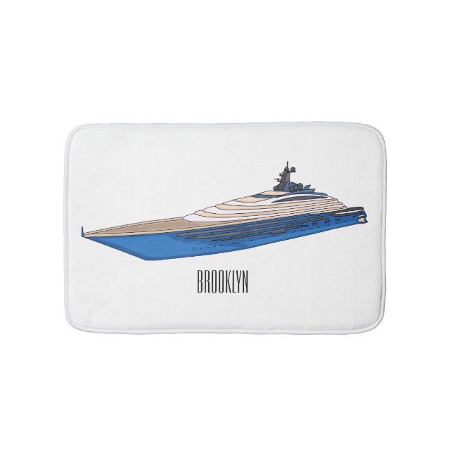 Yacht-Cartoon Badematte (Vorderseite)