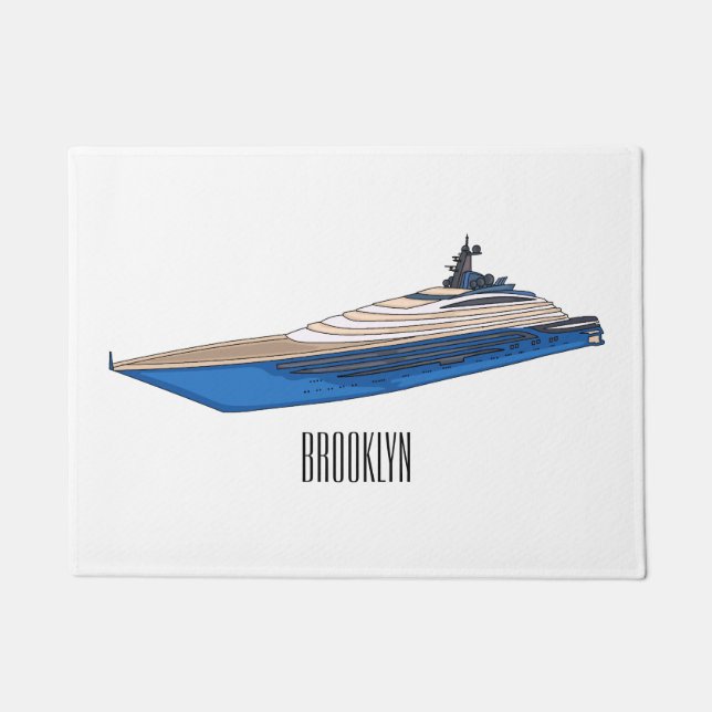 Yacht-Cartoon Fußmatte (Vorderseite)