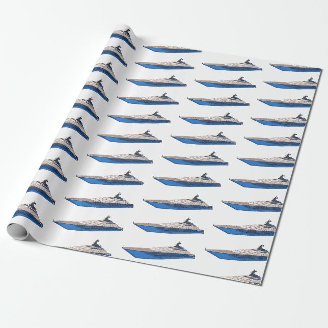 Yacht-Cartoon Geschenkpapier (Ungerollt)