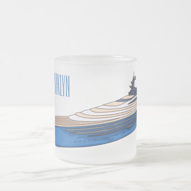 Yacht-Cartoon Mattglastasse (Mittel)