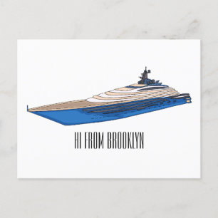 Yacht-Cartoon Postkarte