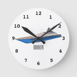 Yacht-Cartoon Runde Wanduhr