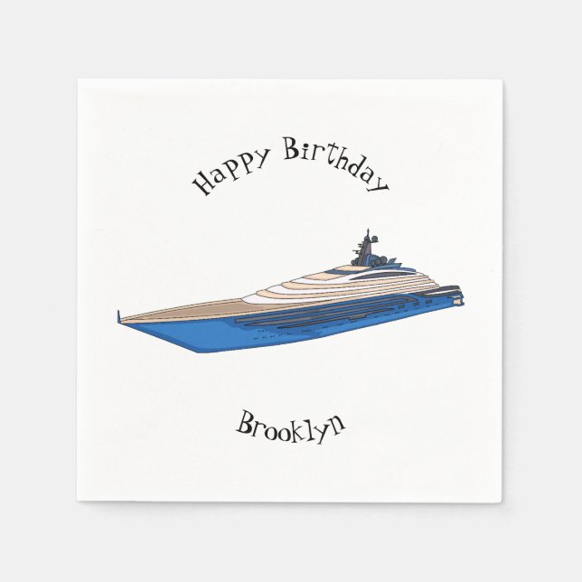 Yacht-Cartoon Serviette (Vorderseite)