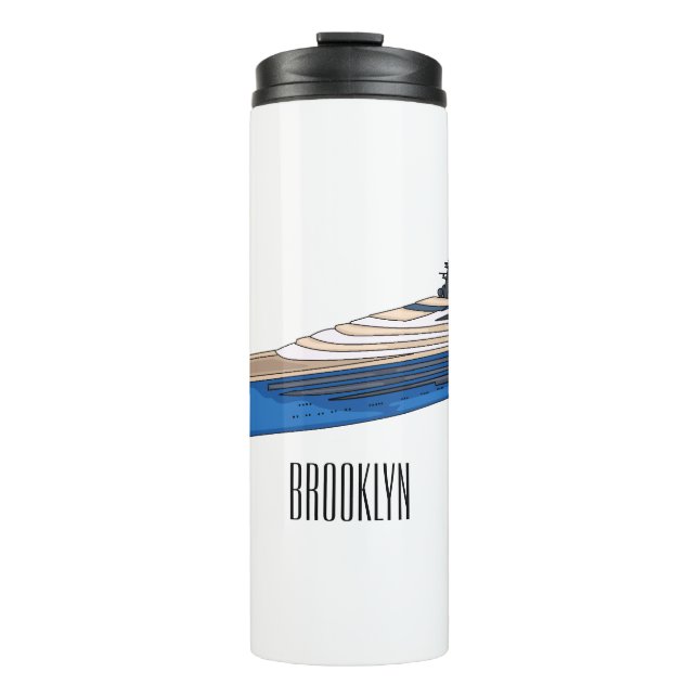 Yacht-Cartoon Thermosbecher (Vorderseite)