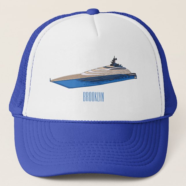 Yacht-Cartoon Truckerkappe (Vorderseite)