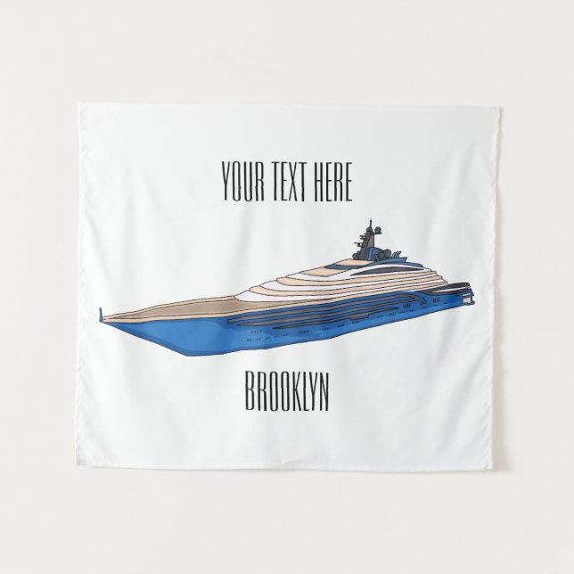 Yacht-Cartoon Wandteppich (Vorderseite (Horizontal))