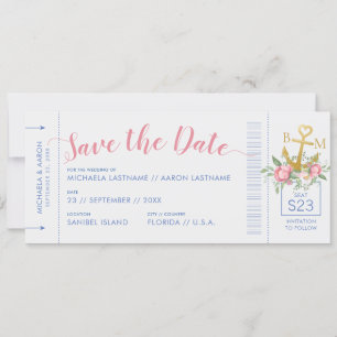 Yacht Club Hochzeitsticket Save the Date