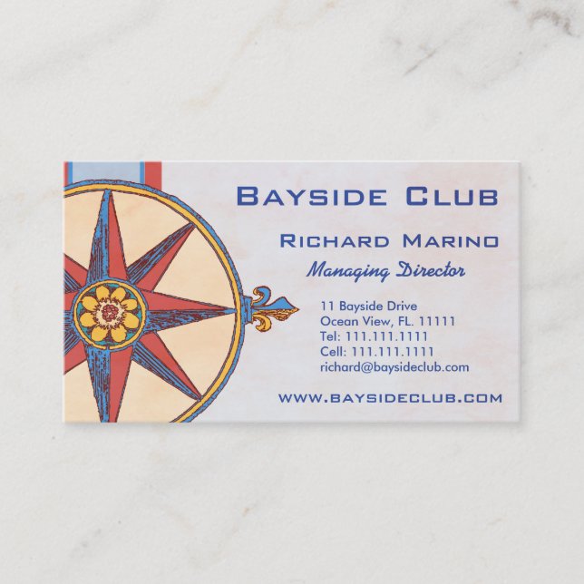 Yacht Club, Segelclub, Marina, Nautical Shop Visitenkarte (Vorderseite)