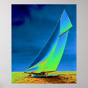 Yacht Columbia 1901 koloriert Poster