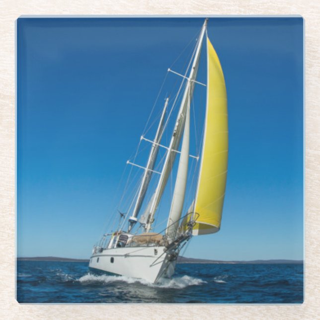 Yacht, die | Südaustralien segelt Glasuntersetzer (Vorderseite)