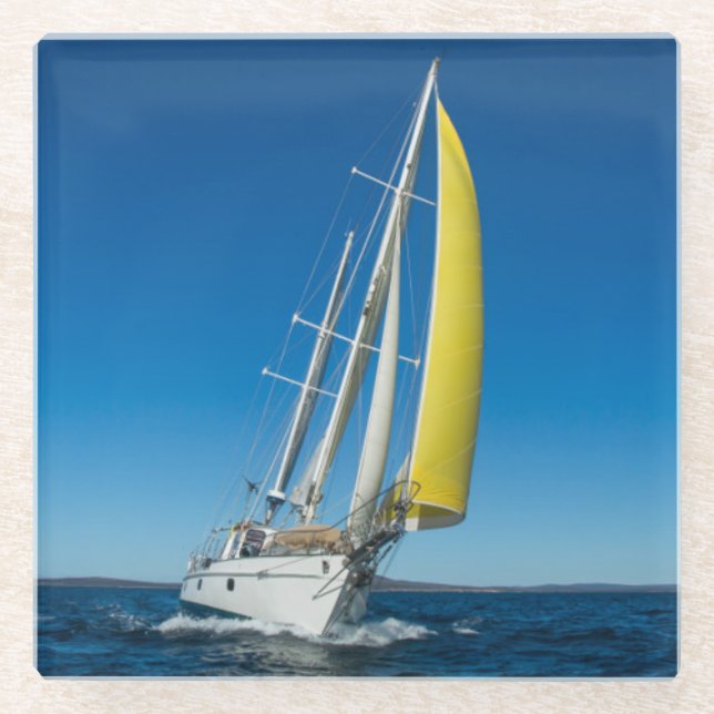 Yacht, die | Südaustralien segelt Glasuntersetzer (Vorderseite)