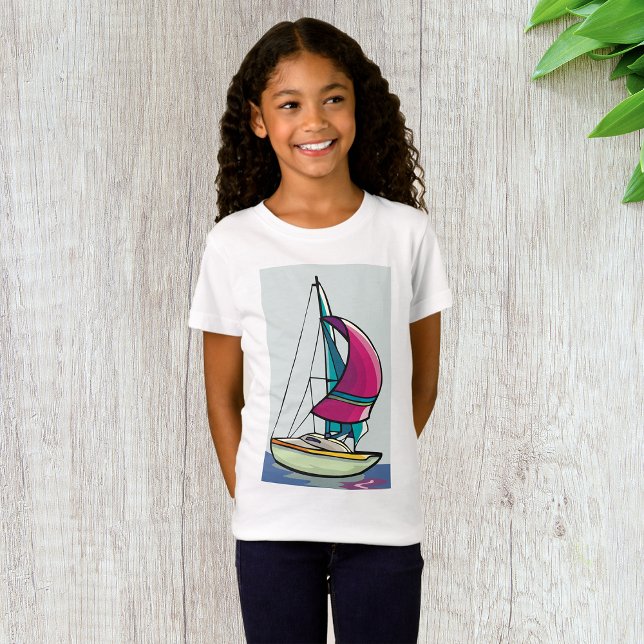Yacht En Pleine Voile Girls T-Shirt (Créateur téléchargé)